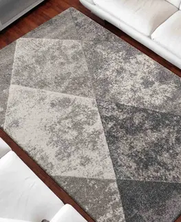 Moderní koberce Originální šedý koberec do obývacího pokoje s motivem kosočtverců