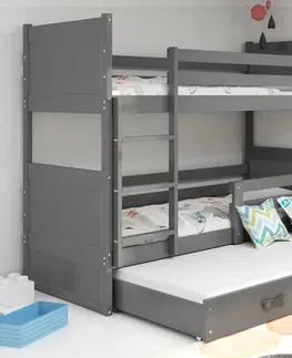 Postele BMS Dětská patrová postel s přistýlkou RICO 3 | šedá 80 x 190 cm Barva: Bílá