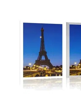 Města Plakát Eiffelova věž v noci