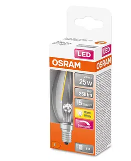 Stmívatelné LED žárovky OSRAM OSRAM LED svíčka E14 2,8W 827 stmívatelná čirá