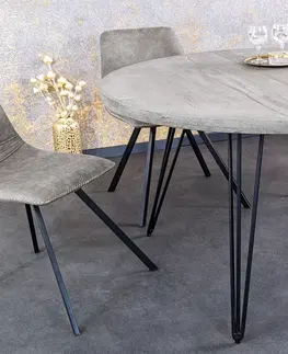 Designové a luxusní jídelní stoly Estila Industriální kulatý jídelní stůl Moonlight z masivního mangového dřeva světla šedá 80 cm