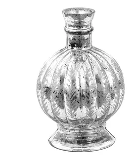 Dekorativní vázy Stříbrná skleněná dekorační váza s úzkým hrdlem - Ø 13*20 cm Clayre & Eef 6GL3574