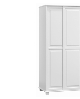 Šatní skříně Skříň šatní 2D BHAGIRA 6, šíře 90 cm, masiv borovice, moření: bílé