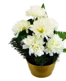 Květiny Dušičková dekorace s chryzantémami 23 x 22 cm, bílá