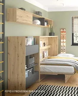 bez úložného prostoru Široká sklápěcí postel dvoulůžko MONTERASSO, 160x200, bílá lesk
