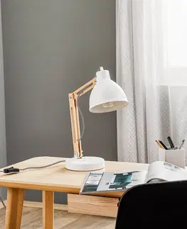 Stolní lampy kancelářské Lamkur Stolní lampa Skansen, nastavitelná, bílá