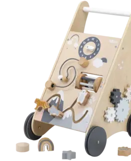 Hračky TRYCO - Dřevěný vozíček s aktivitami a kostkami