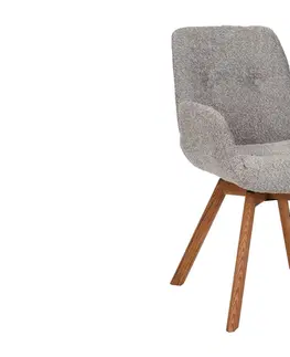 Luxusní jídelní židle Estila Moderní otočná jídelní židle Gothenborg ve skandinávském stylu s šedým buklé čalouněním a opěrkami na ruce 61 cm