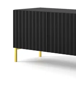 TV stolky ARTBm Tv stolek WAVE 200 | 4D Provedení: Černý mat / zlaté nohy
