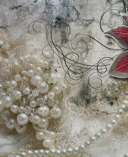 Samolepící tapety Samolepící tapeta květiny s perlami