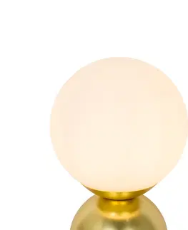 Stolni lampy Hotelová elegantní stolní lampa zlatá s opálovým sklem - Pallon Trend
