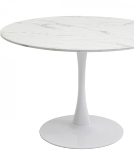 Kulaté jídelní stoly KARE Design Kulatý jídelní stůl Schickeria - mramorový, bílý,  Ø110cm