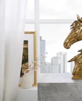 Luxusní stylové sošky a figury Estila Designová socha koně Suomin ve zlaté barvě z kovové slitiny 38cm