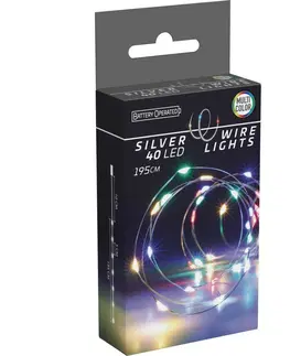 Vánoční dekorace Světelný drát Silver lights 40 LED, barevná, 195 cm