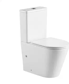 Koupelna MEREO WC kombi vario odpad, kapotované, Smart Flush RIMLESS, 605x380x825mm, keramické vč. sedátka VSD91T1