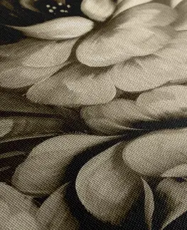 Černobílé obrazy Obraz impresionistický svět květin v sépiovém provedení