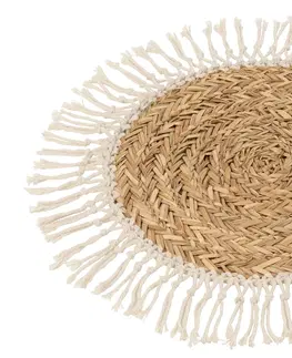 Prostírání Přírodní pletené prostírání z mořské trávy s třásněmi - Ø 50*1.5 cm J-Line by Jolipa 20815