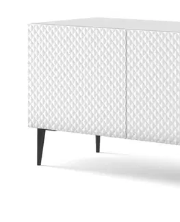 TV stolky ARTBm TV stolek RAVENNA C 3D 150 | bílá lesklá Provedení: Bílá / bílá lesk / zlaté nohy