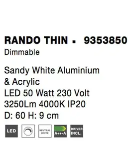 LED stropní svítidla NOVA LUCE stropní svítidlo RANDO THIN bílý hliník a akryl LED 50W 230V 4000K IP20 stmívatelné 9353850