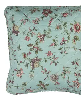 Dekorační polštáře Tyrkysový povlak na polštář s květy Flowers  - 40*40 cm Clayre & Eef Q187.020