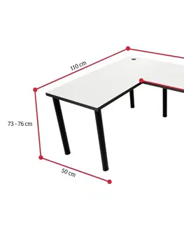 Herní stoly Expedo Počítačový rohový stůl LOOK N s LED, 160/110x73-76x50, černá, pravý