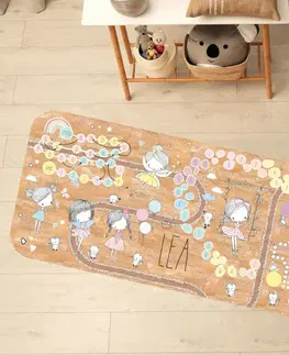 Korkové koberce Dívčí koberec z korku s vílami a duhou