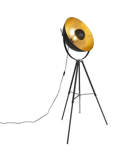 Stojaci lampy Stojací lampa černá se zlatým 51 cm nastavitelným stativem - Magnax