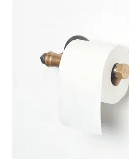 Koupelnové skříňky  Držák toaletního papíru BORURAF 8x22 cm černá/zlatá 