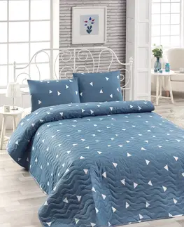 Přehozy L'essentiel Sada přehozu na postel Kofa s polštářem160x220 cm modrá