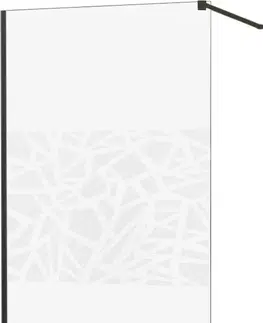 Sprchové zástěny MEXEN/S KIOTO Sprchová zástěna WALK-IN 80x200 cm 8 mm, černá, bílý vzor 800-080-101-70-85