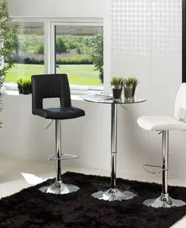 Barové židle Dkton Designová barová židle Nerine bílá a chromová-ekokůže