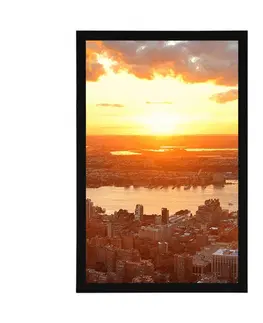 Města Plakát západ slunce nad městem New York