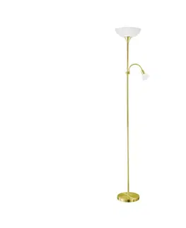 Lampy Eglo EGLO 82843 - Stojací lampa UP 2  1xE27/60W + 1xE14/25W zlatá 