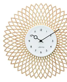 Hodiny LAVVU Dřevěné designové hodiny s plynulým chodem CHIC, pr. 38 cm
