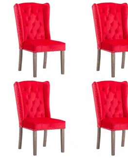 Židle Jídelní židle 4 ks samet / kaučukovník Dekorhome Modrá