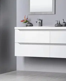 Koupelnový nábytek SAPHO Koupelnový set WAVE 150, bílá/dub stříbrný KSET-049
