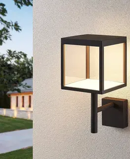 Venkovní nástěnná svítidla Lucande Venkovní LED světlo Cube se stínidlem, grafit