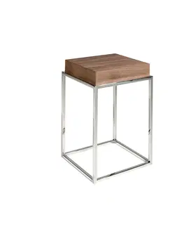 Luxusní a designové příruční stolky Estila Designový příruční stolek Forma Moderna s chromovou podstavou 61cm