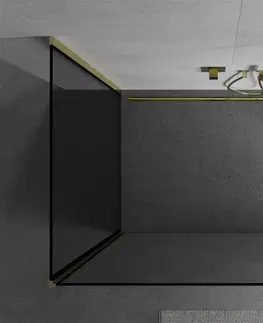 Sprchové zástěny MEXEN/S Kioto Sprchová zástěna WALK-IN 90 x 90 x 30 cm, černý vzor, zlatá 800-090-090-221-50-70-030