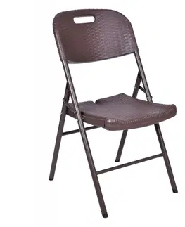 Zahradní židle a křesla TZB Skládací židle Rattan - hnědá