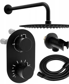 Sprchy a sprchové panely MEXEN/S Kai DR70 zpodomítkový sprchový SET + slim sprcha 25 cm, černý 77602DR7025-70