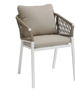 Zahradní židle a křesla Hliníkové jídelní křeslo COLUMBIA (bílá)