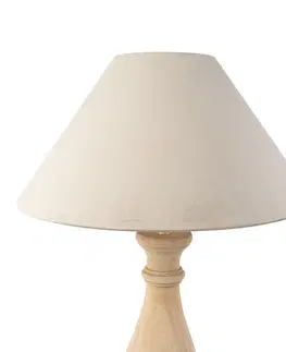 Stolni lampy Venkovská stolní lampa ze dřeva se sametovým tupým odstínem - Lopuch
