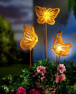 Svítidla LED zahradní zápichy Zlatí motýli, sada 3 ks