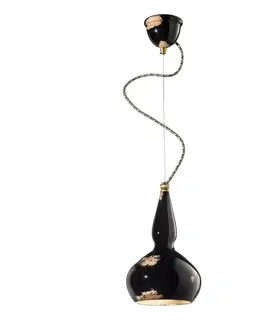 Závěsná světla Ferroluce Vintage závěsná lampa Ginevra v černé barvě