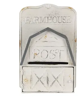 Poštovní schránky Bílo šedá retro poštovní schránka Farmhouse - 26*12*39 cm Clayre & Eef 6Y4246