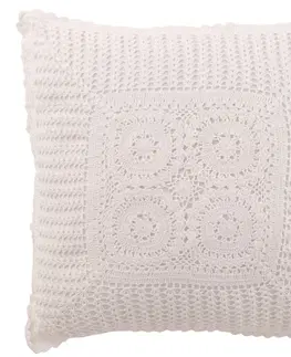 Dekorační polštáře Bílý bavlněný polštář s krajkou Lace white - 43*10*43cm J-Line by Jolipa 23056