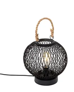 Stolni lampy Venkovská venkovní stolní lampa černý ratan - Calamus