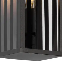 Venkovni nastenne svetlo Moderní venkovní nástěnné svítidlo černé s kouřovým sklem 26 cm IP44 - Dijon