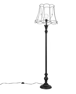 Stojaci lampy Stojací lampa černá s odstínem Granny Frame 45 cm - Classico